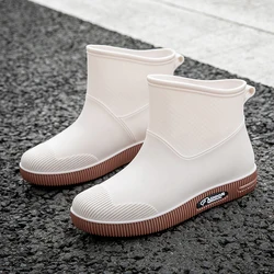 New Rain Boots Women's Non-Slip Waterproof Shoes Outdoor Wear-Resistant Rubber Shoes Kitchen Work Waterproof Boots Short Tube