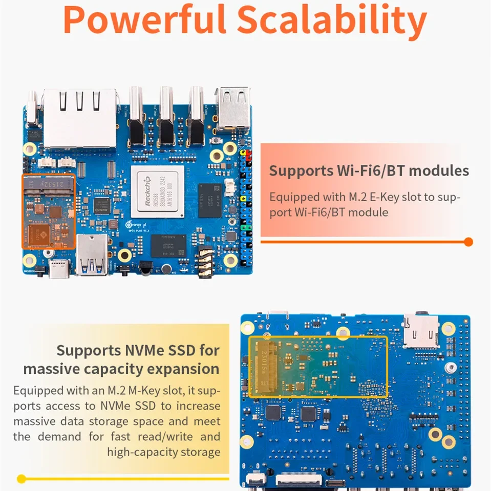 New! Orange Pi 5 Plus 32GB RAM Single Board Computer RK3588 PCIE Module External WiFi-BT SSD M2.0 Orange Pi5 Plus Development Bo