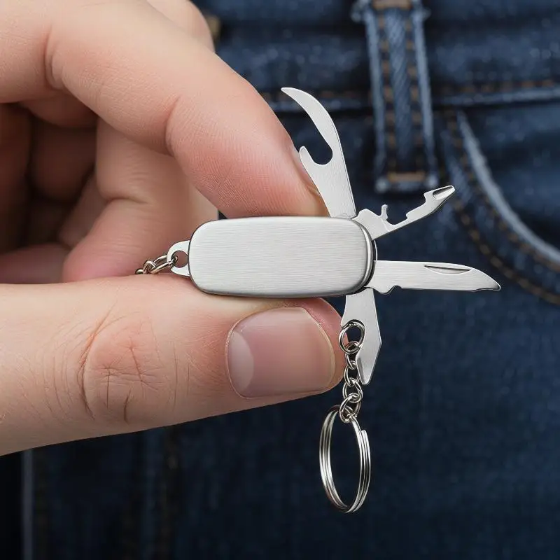 4-in-1 Stainless Steel Multifunctional Folding Tool Portable Durable EDC Gear for Camping Hiking Daily Emergency Use