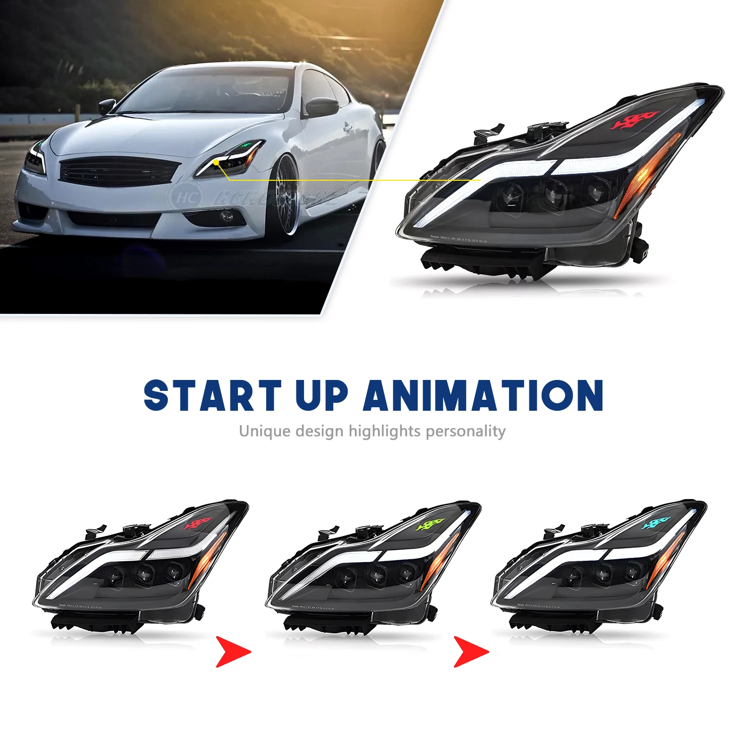 Fari a LED per Infiniti G37 2008-2013 DRL Start Up Animazione Q60 Coupe Convertible 2014-2015 Lampade anteriori per auto