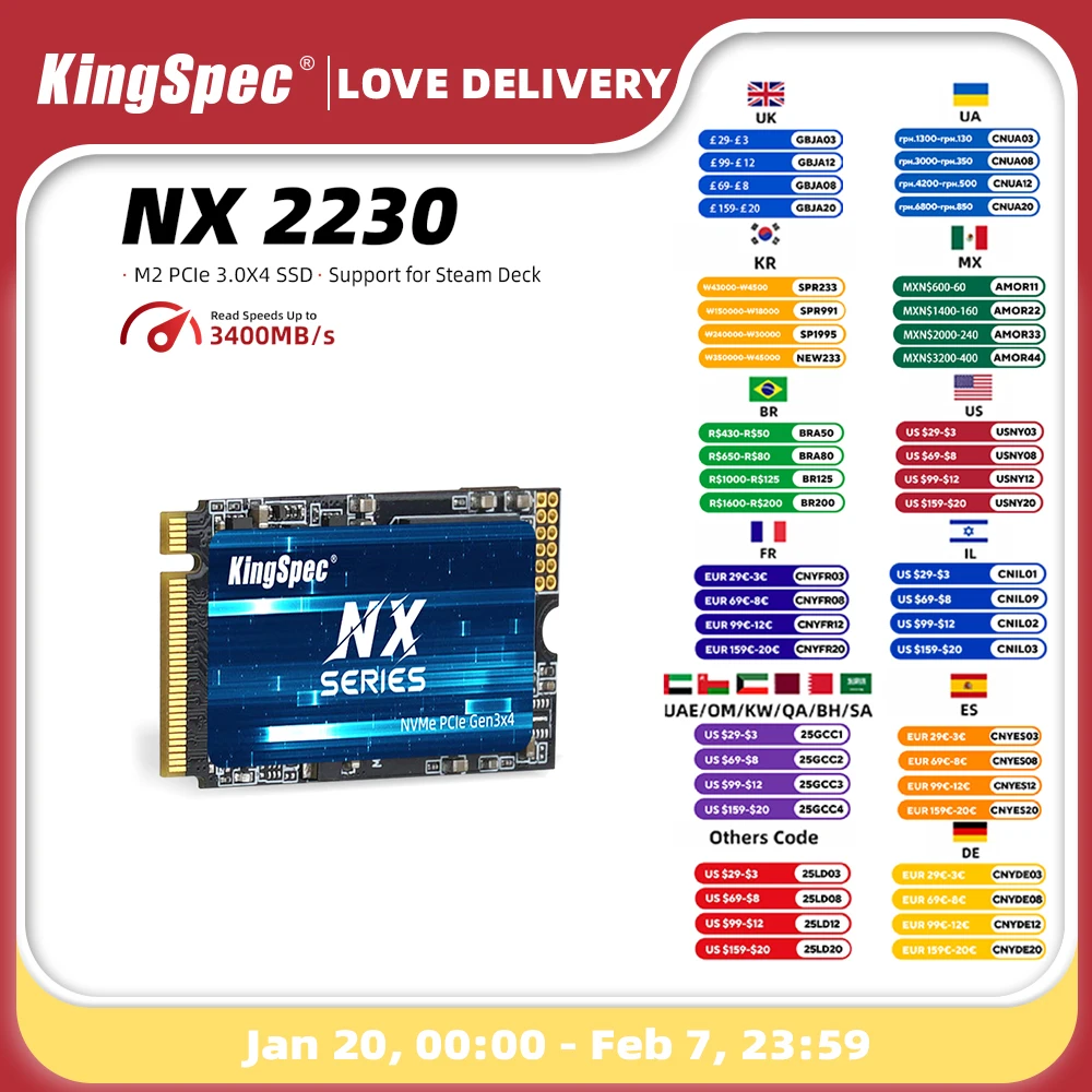 KingSpec 2230 SSD M2 NVMe 512 ГБ 1 ТБ Жесткий диск M