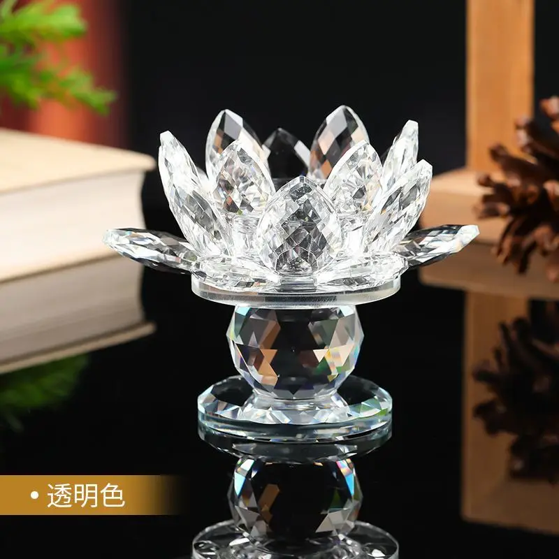 Colorful Lotus Lamp Wax Candlestick,Crystal Zen Lotus Aromatherapy Candle Holders,Temple Ornament,Can Hold 4cm Diameter Candles