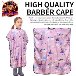 Capa de peluquería bonita para niños, patrón de dibujos animados, barbería, corte de pelo, vestido de estilismo, tela de peluquería para experiencia de corte de pelo
