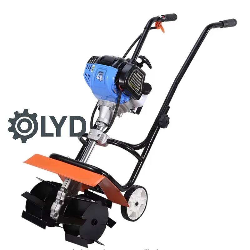 Small Powered Rotary Tiller Agricultural Home Weeding Trencher Plowing Soil Loosening Tool