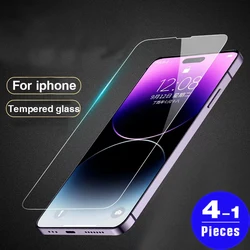 1-4Pcs 9H for iphone 14 13 12 11 Pro Max SE2022  X XS Max Mini XR 8 7 Plus Tempered Glass Screen Protector Phone protective film