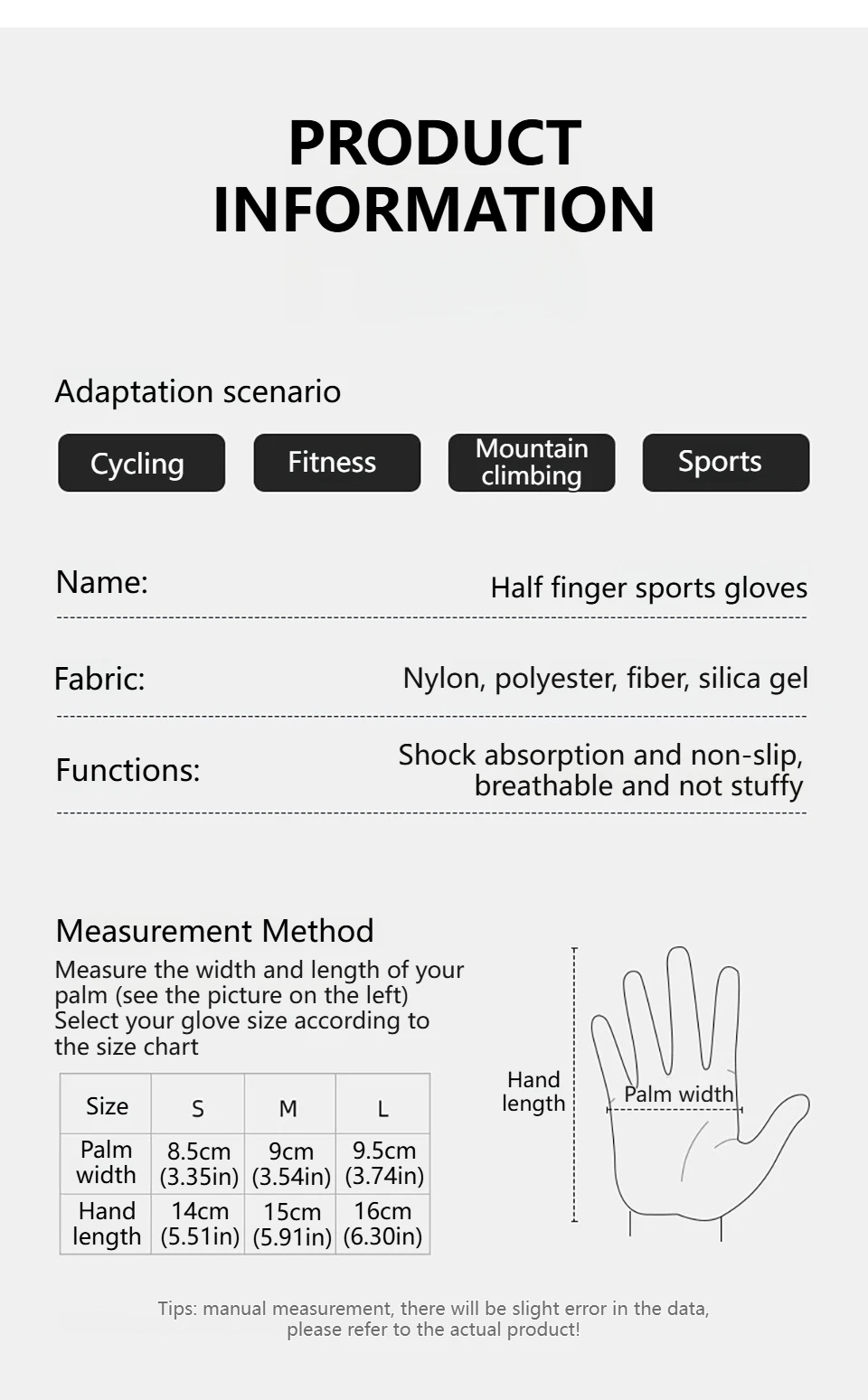 GTUBIKE 1 Paar neue Fahrradhandschuhe, Workout-Gymnastikhandschuhe für Männer und Frauen, Gewichtheben, fingerlose Handschuhe, Training, Übung, Fitness – Detail 9