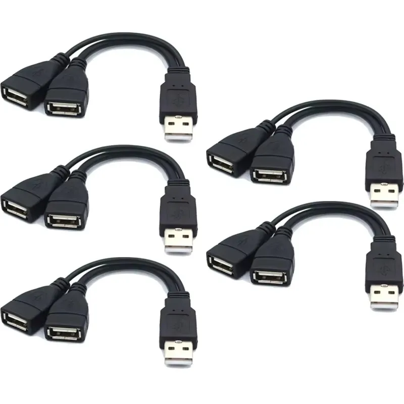 1/2/3/4/5/6pcs High Quality USB 2.0 Cable USB Double Splitter Adapter Cable One To Two Female To USB 2 Male Charging Data Cable