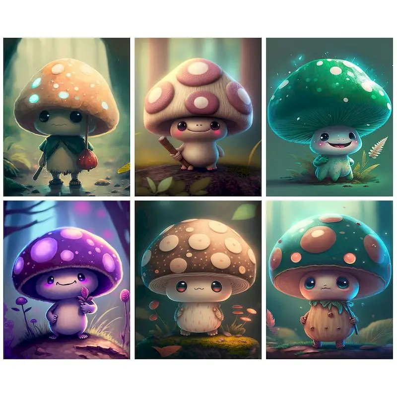

GATYZTORY 40x50cm Paint By Number Abstract Colored Mushrooms Drawing On Canvas Diy Pictures By Number Kits Home Decoretive