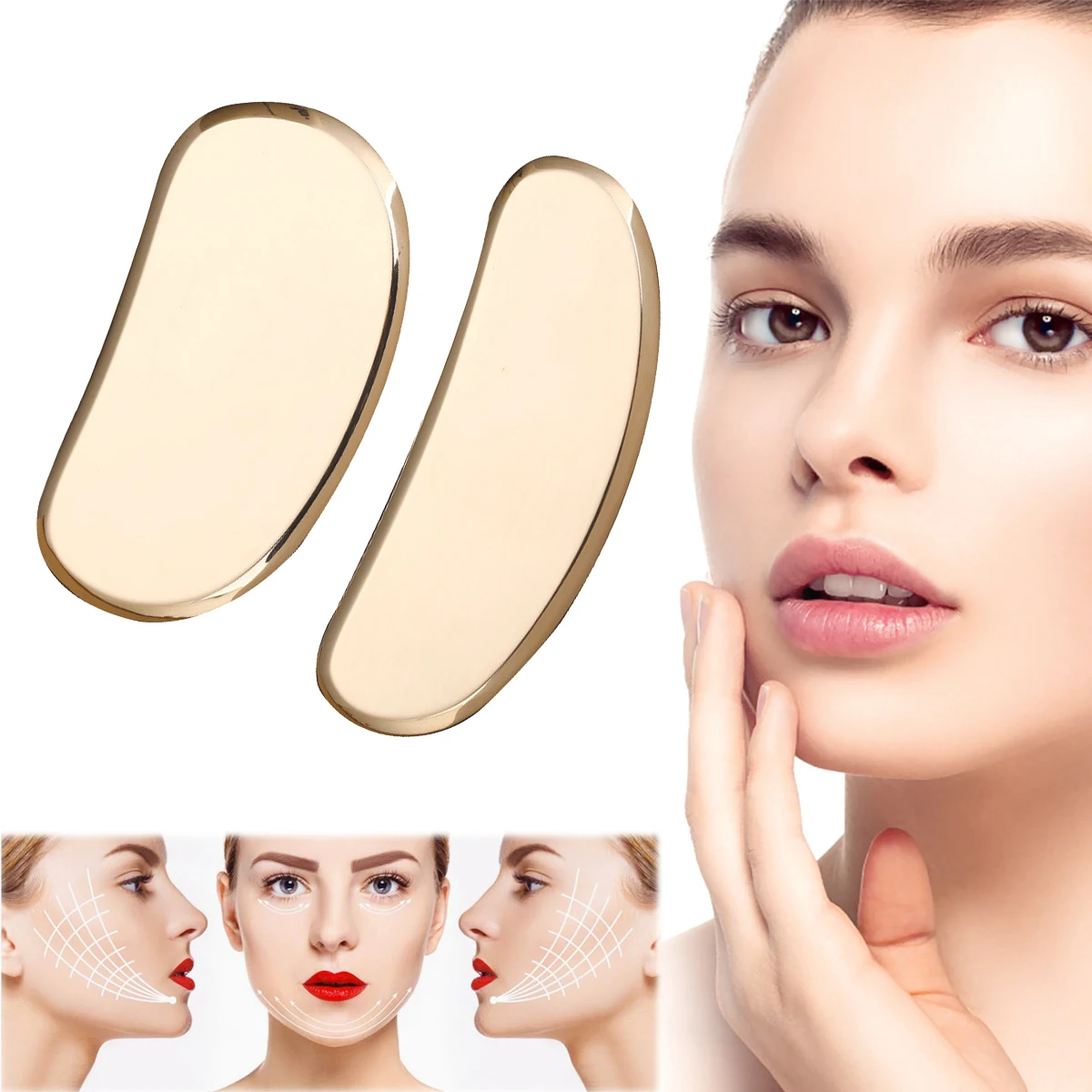 

Durable Gouache Scraper Face Gua Sha Massage Beauty Scraping Tool Facial Eye Meridian Therapy Remove Wrinkles Skin Lifting Care