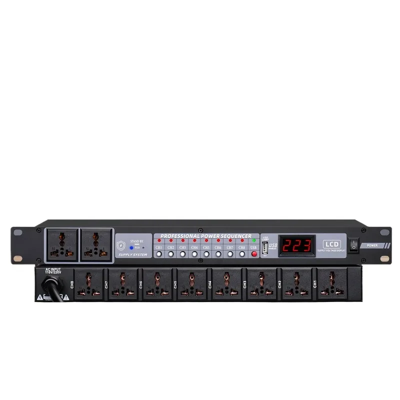 Professional 10-way Power Sequencer 8-way High-power Amplifier Control Manager Socket Intelligent Computer Central Control