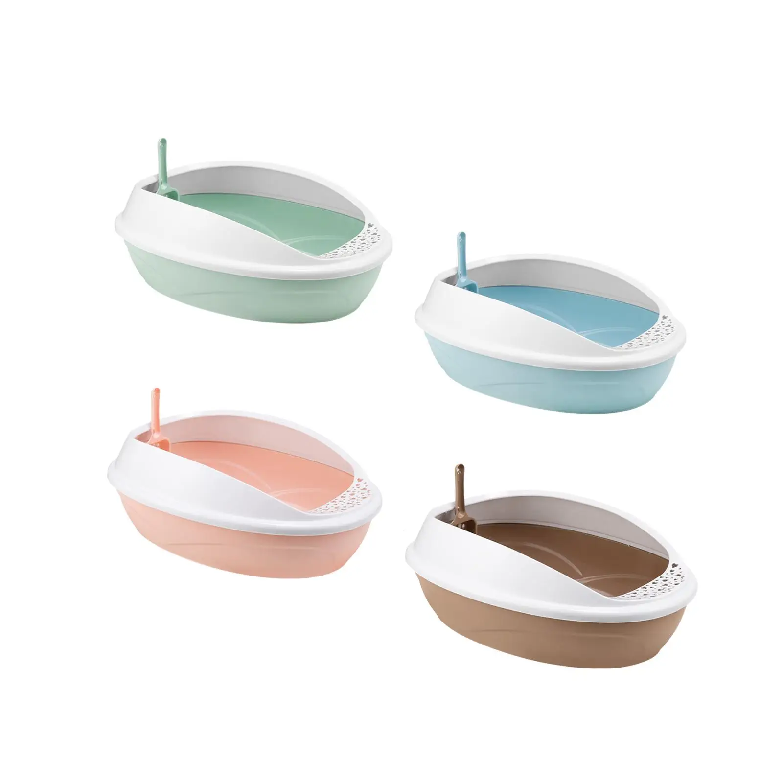 Cat Litter Basin, Open Top Pet Litter Tray, Kitten Potty Toilet, Bedpan with High Side for for All Kinds of Cat Litter