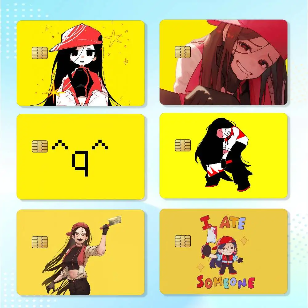 Yi Xi Singer Meat Girl Matte Card Stickers For Credit Cards Debit Cards And Transit Cards 4Pcs