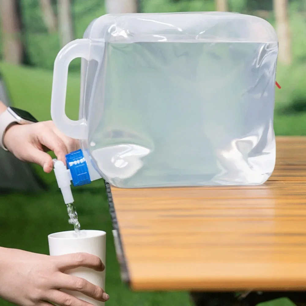 5-20L دلو قابل للطي مع صنبور سعة كبيرة حقيبة المياه المحمولة للتخييم في الهواء الطلق الطوارئ سيارة تخزين حقيبة زجاجات المياه