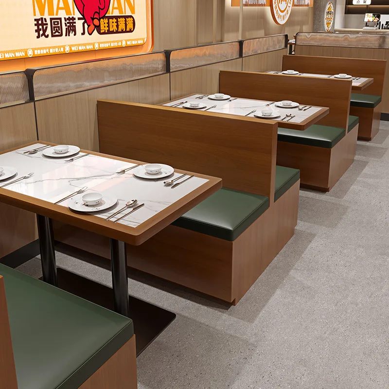 Modern Style Solid Wood Dining Table and Chairs Southeast Asian Style Booth Sofa for Restaurant & Kitchen for Milk Tea Shops