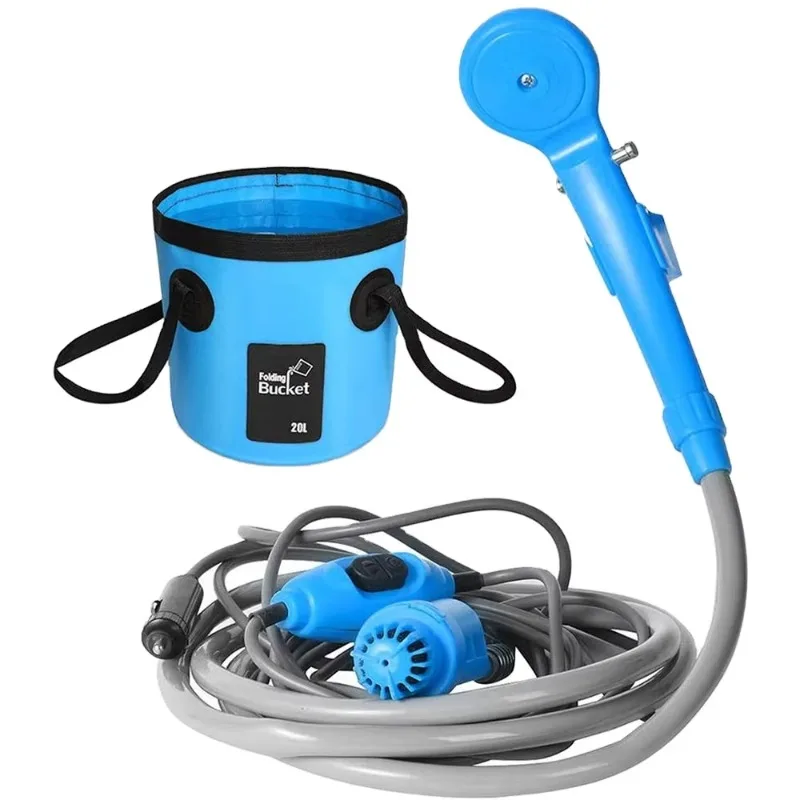 

Camping Shower Outdoor Hiking Portable Shower and 20L Bucket Set Car Wash Watering Pet Cleaning