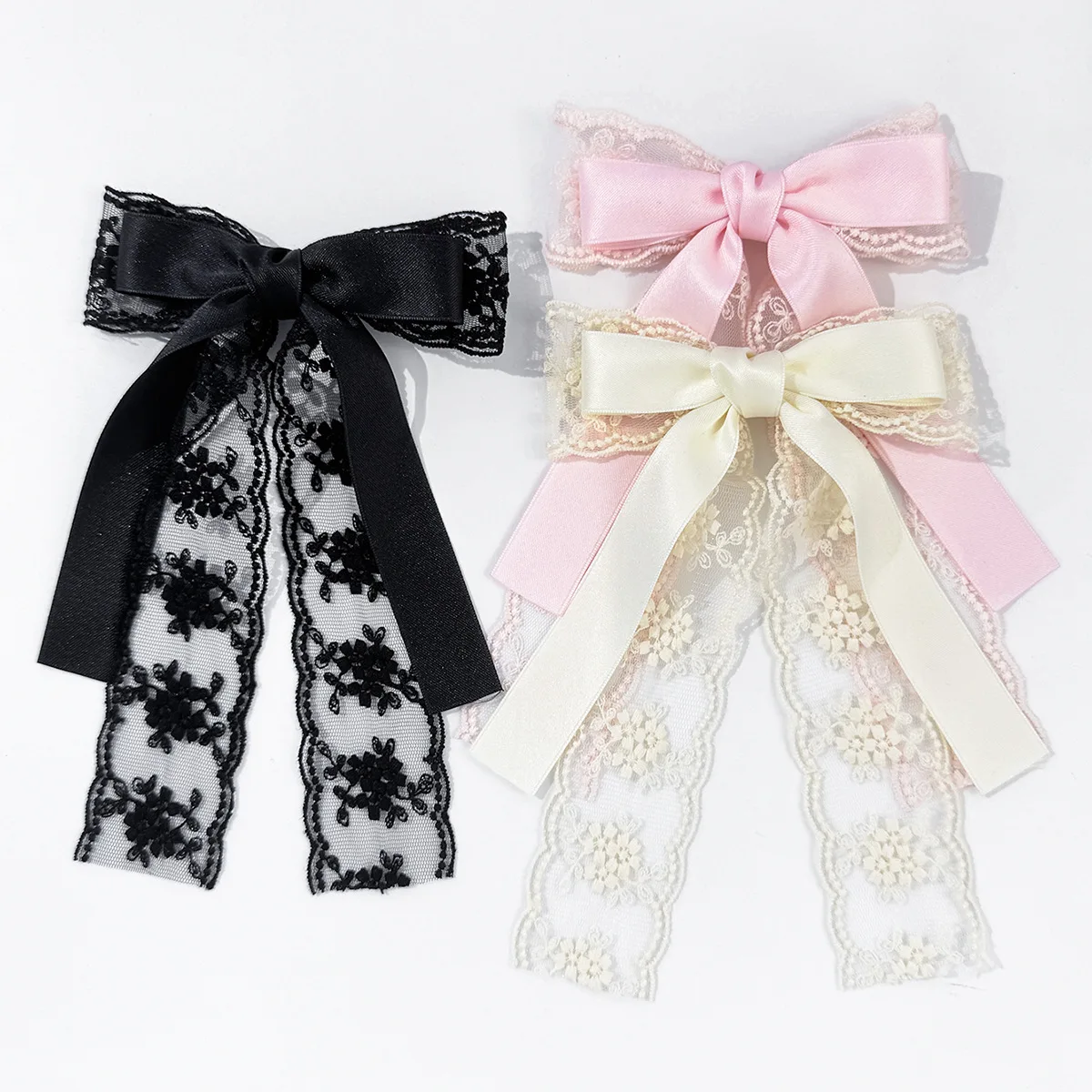 

20 Pcs/Lot, 6.1“ Lace Ribbon Bow Hair Clips Elegant Bowknot Hair Pins for Women Fashion Ponytail Barrette Headwear Accessories