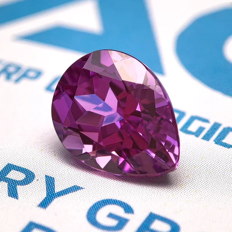

Top Lab Grown Sapphire Pear Shape Purplish Red Gemstone For DIY Jewelry Making Ring Necklace Earrings Selectable AGL Certificate