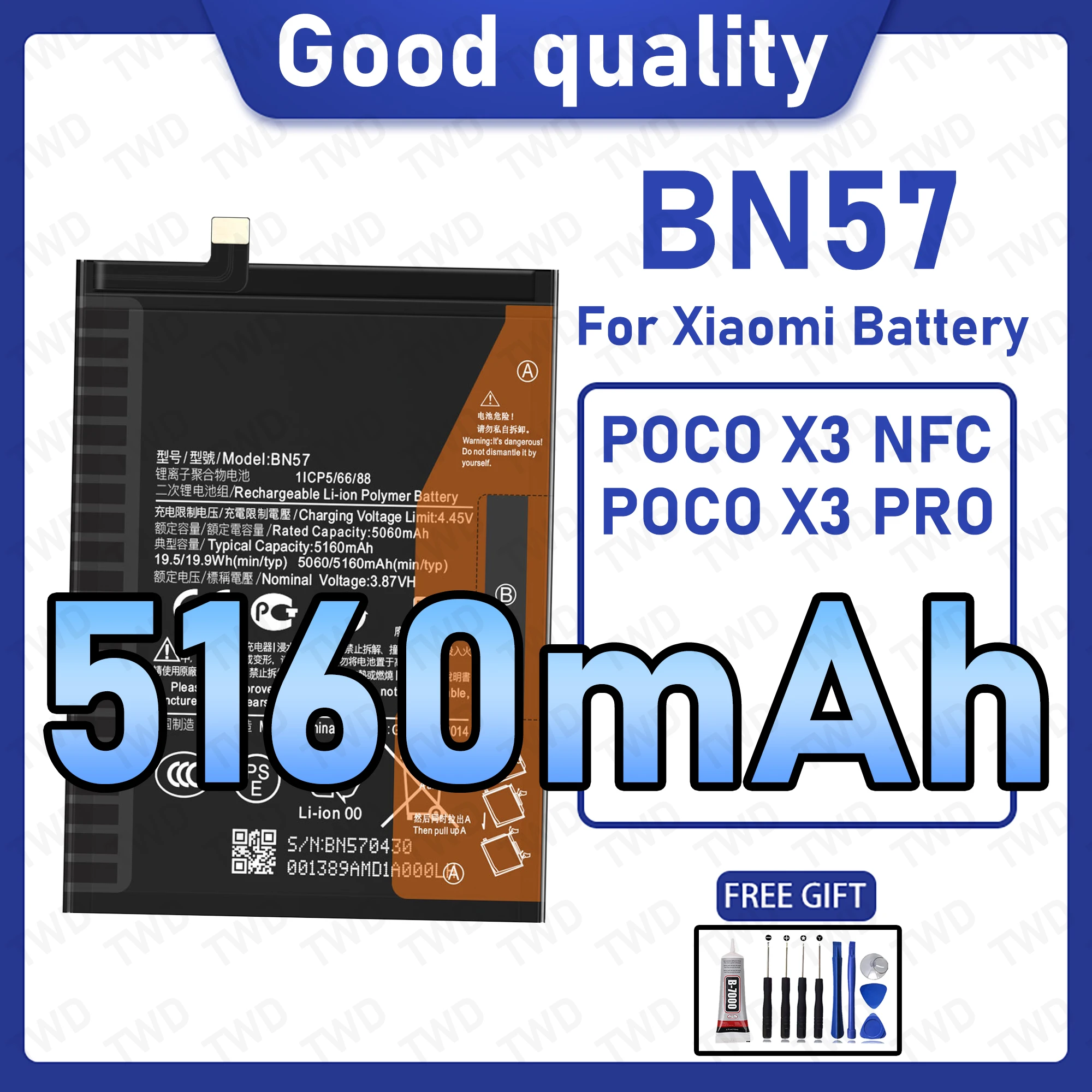 BN57 Large capacity Battery For Xiaomi POCO X3 NFC/POCO X3 PRO Batteries New High Quanlity+Free Tools