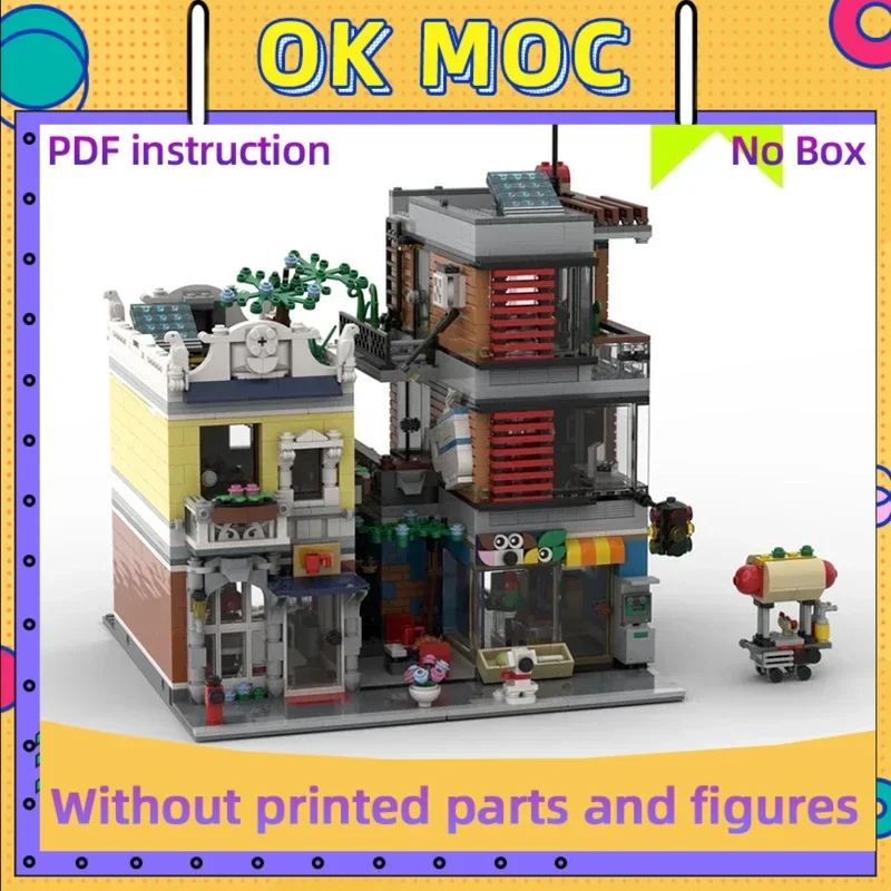 Moc Bausteine Street View Modell Petshop Und Café Technische Ziegel DIY Montage Bau Spielzeug Für Kind Urlaub Geschenke