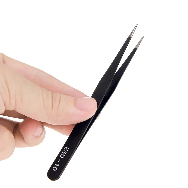 6PCS Precision Tweezers Set Stainless Steel Curved of Tweezers for Electronics Laboratory Work Jewelry-Making Craft Soldering
