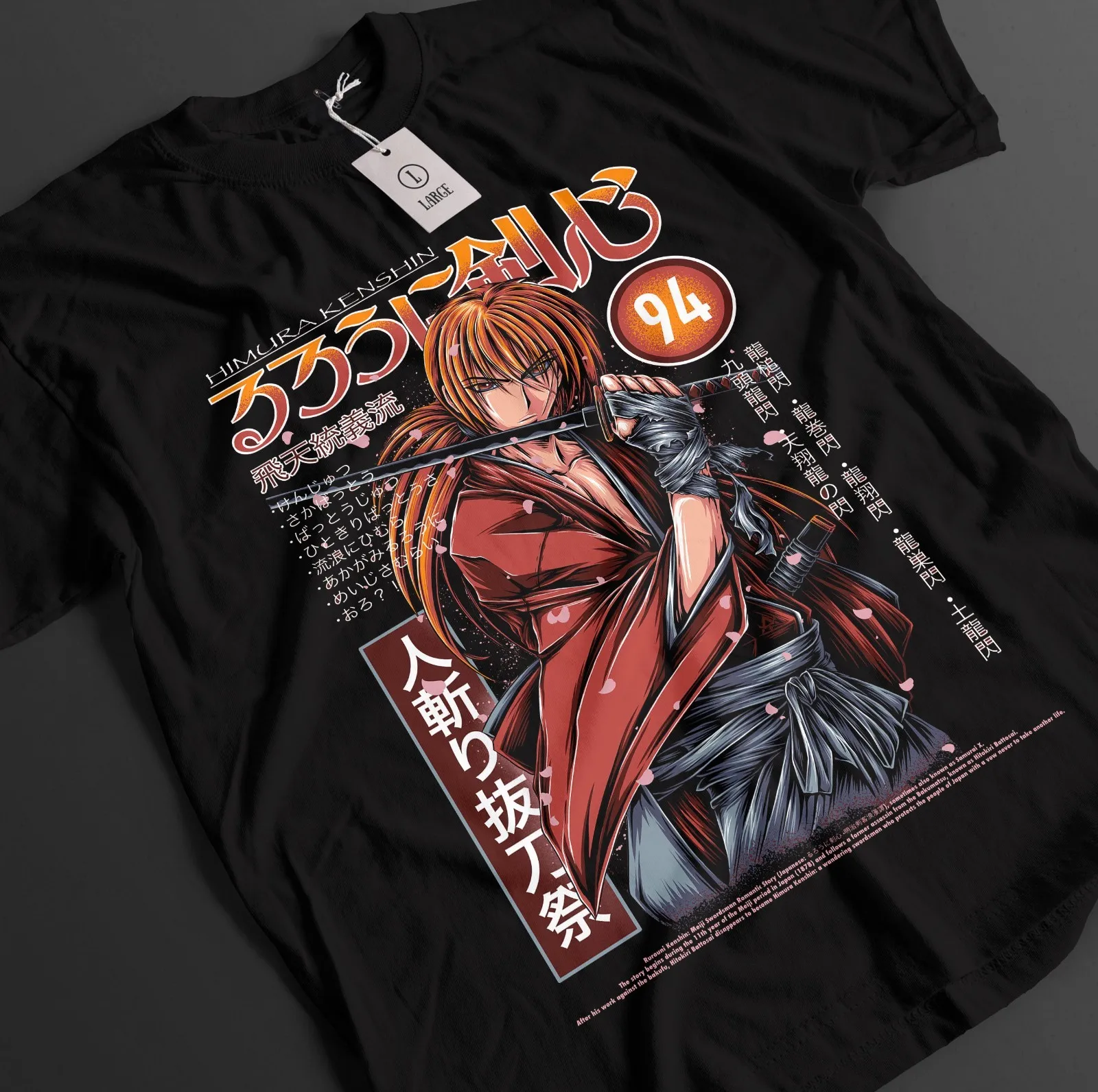Camiseta Rurouni Kenshin, Camiseta Battousai, Camiseta Kaotu, Camiseta Sano, Camiseta Saito, Camiseta de Anime