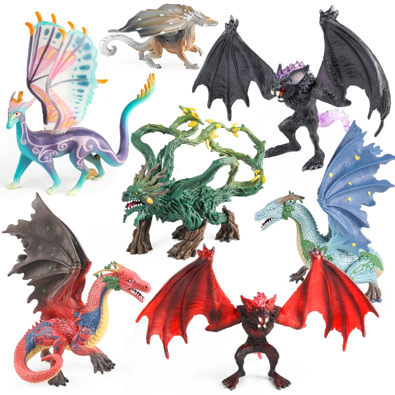 Oenux simulación dinosaurio Bayala dragón árbol monstruo murciélago demonio Basilisk modelo Animal figuras de acción colección de Pvc chico juguete para regalo