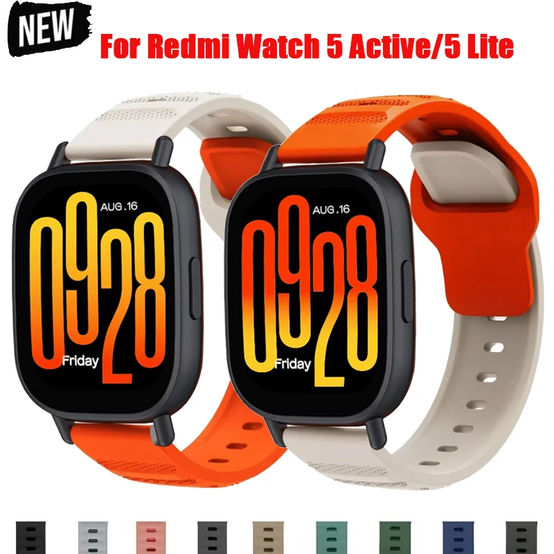 22mm Silicone Strap For Redmi Watch 5 Active Sports Breathable Bracelet For Redmi Watch 5 Lite Wrist Band Accessories Correa