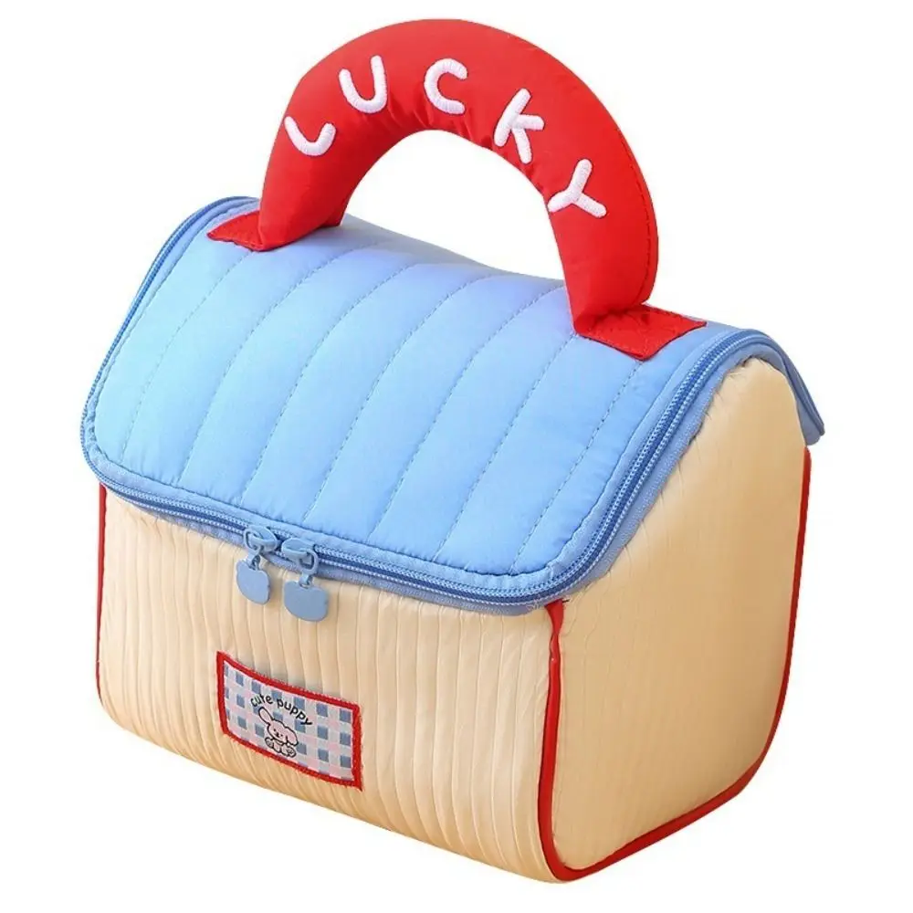 

Cute House-shaped Makeup Bag Handheld Large Capacity Cosmetics Bag Portable Skincare Storage Bag Home