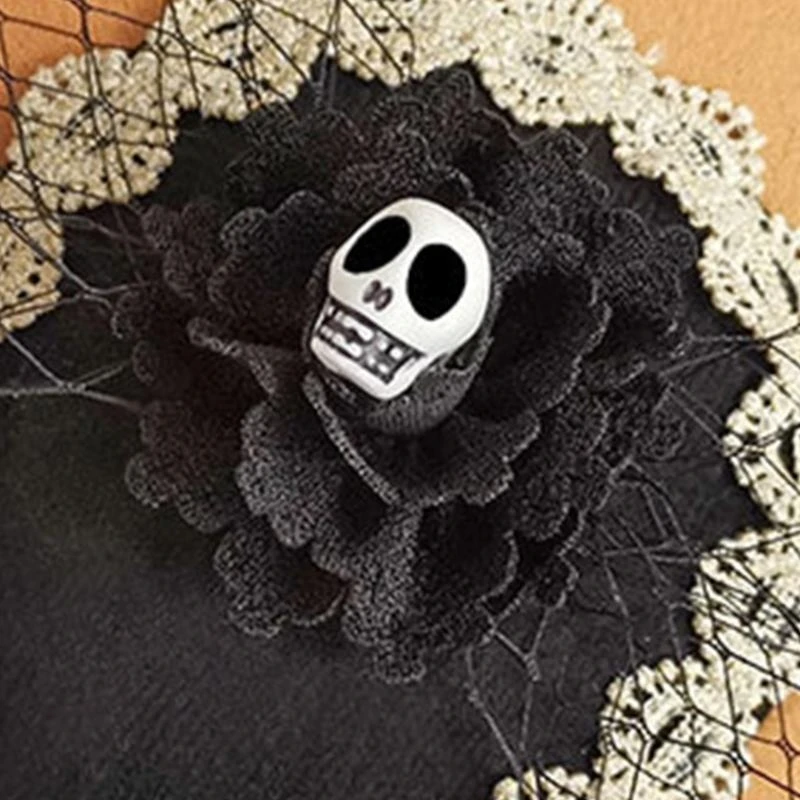 Épingle à cheveux en dentelle tridimensionnelle rétro pour spectacle sur scène, tête mort, nœud papillon, mini chapeau, pour