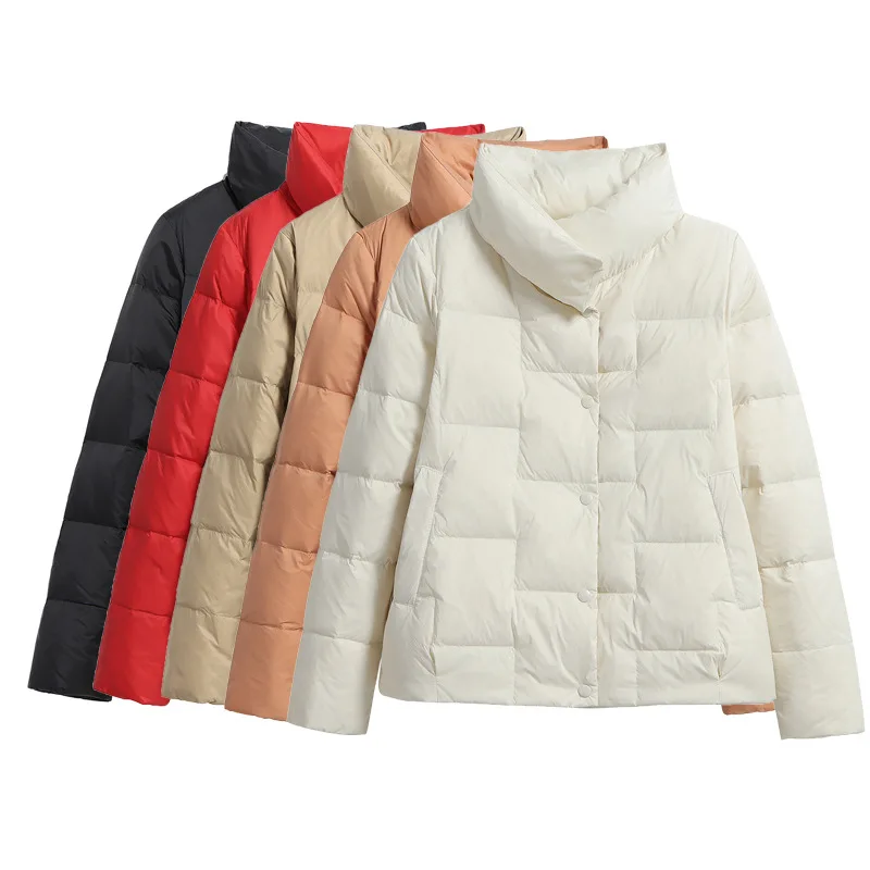 

Winter White Duck Down Jacket Women Loose Casual Short Down Coat Stand Collar roupas femininas casacos e jaquetas de frio JK-241