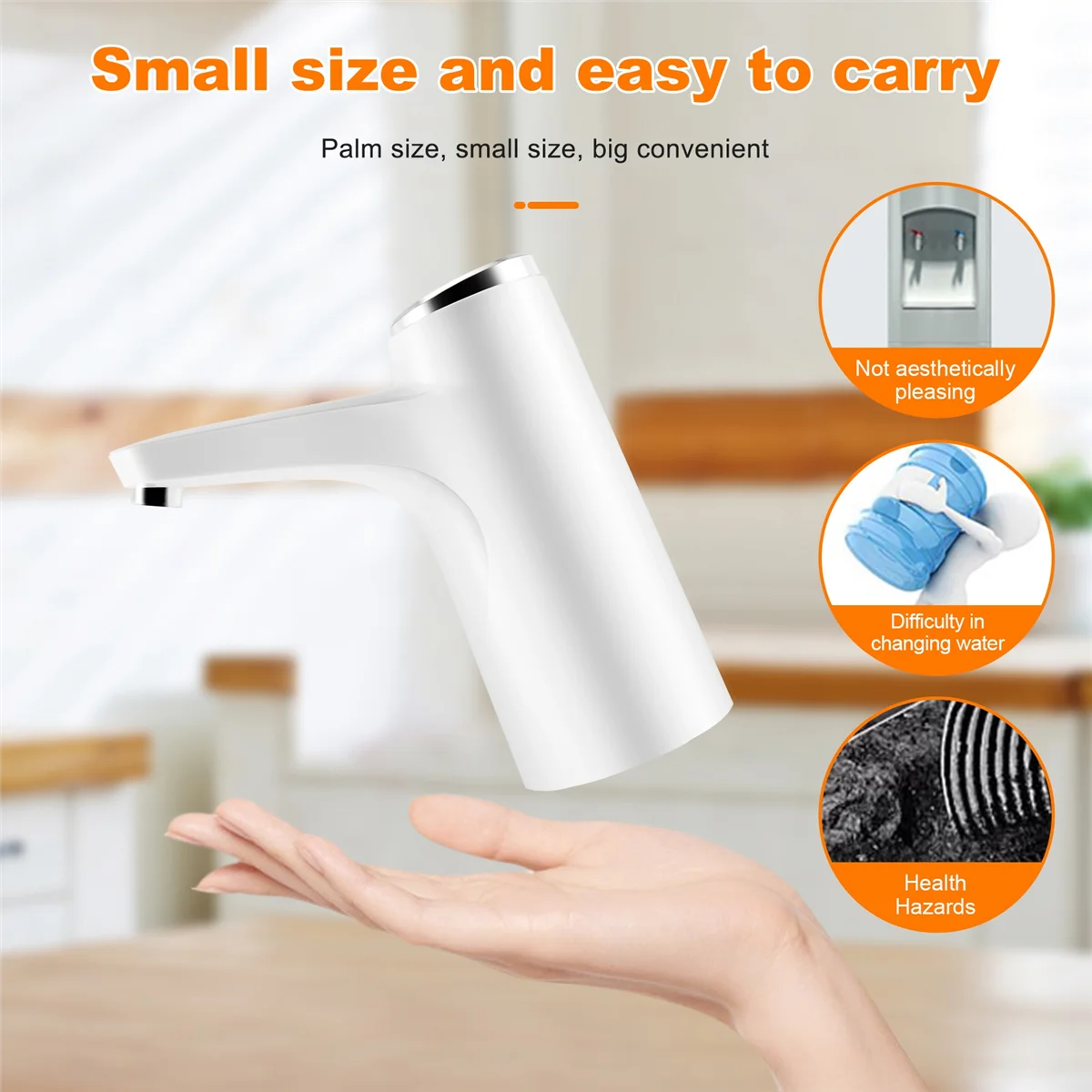 

Water Dispenser Electric Water Bottle Pump with Base USB Water Dispenser Portable Automatic Water Pump Bucket B jasmine