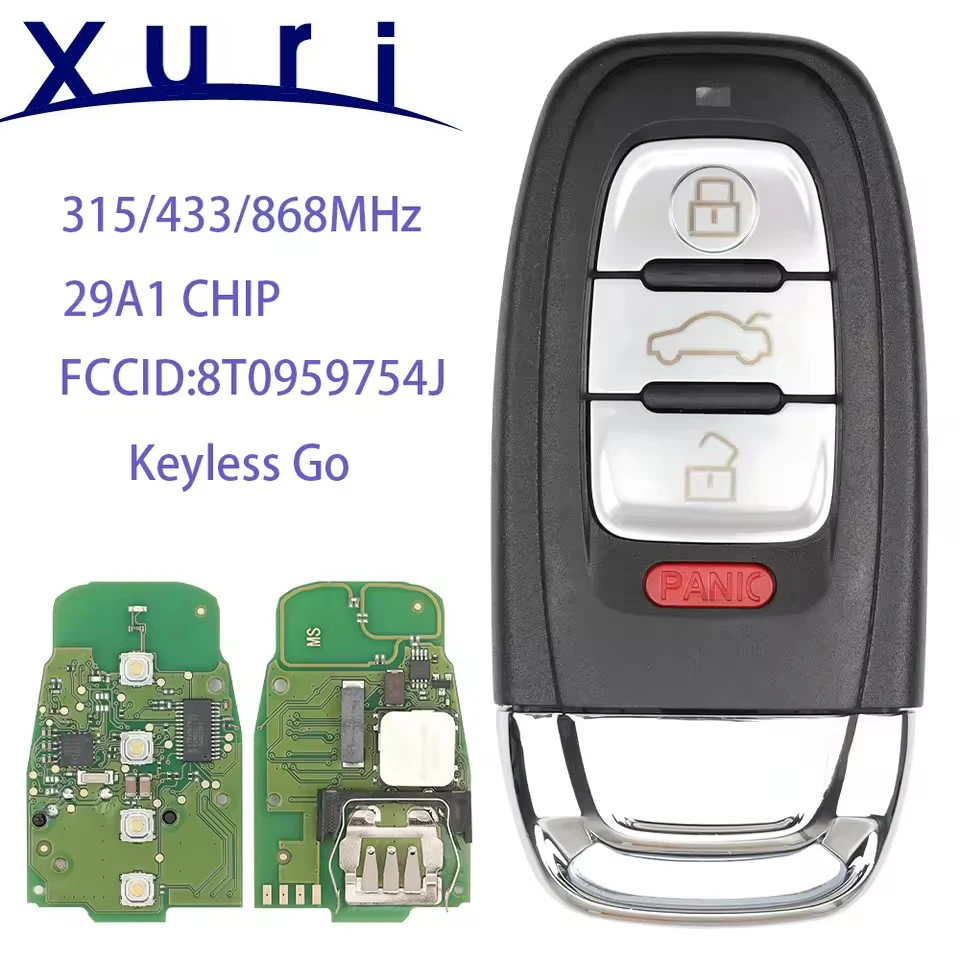 

Xuri Car Remote Control Key For Audi A4 A5 A6 A7 A8 8T0959754J 8T0959754F 315MHz 434MHz 868MHz Keyless Go Promixity Card