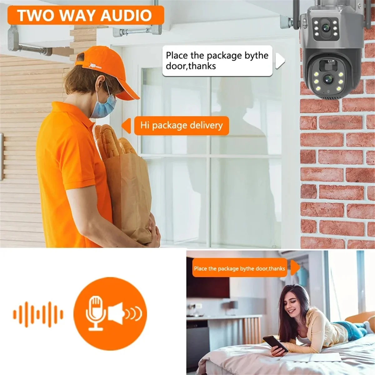 【خفض السعر!】 كاميرات شمسية بعدسة مزدوجة 4K كاميرا مراقبة لاسلكية بدقة 8 ميجابكسل رؤية ليلية ملونة كشف PIR أ