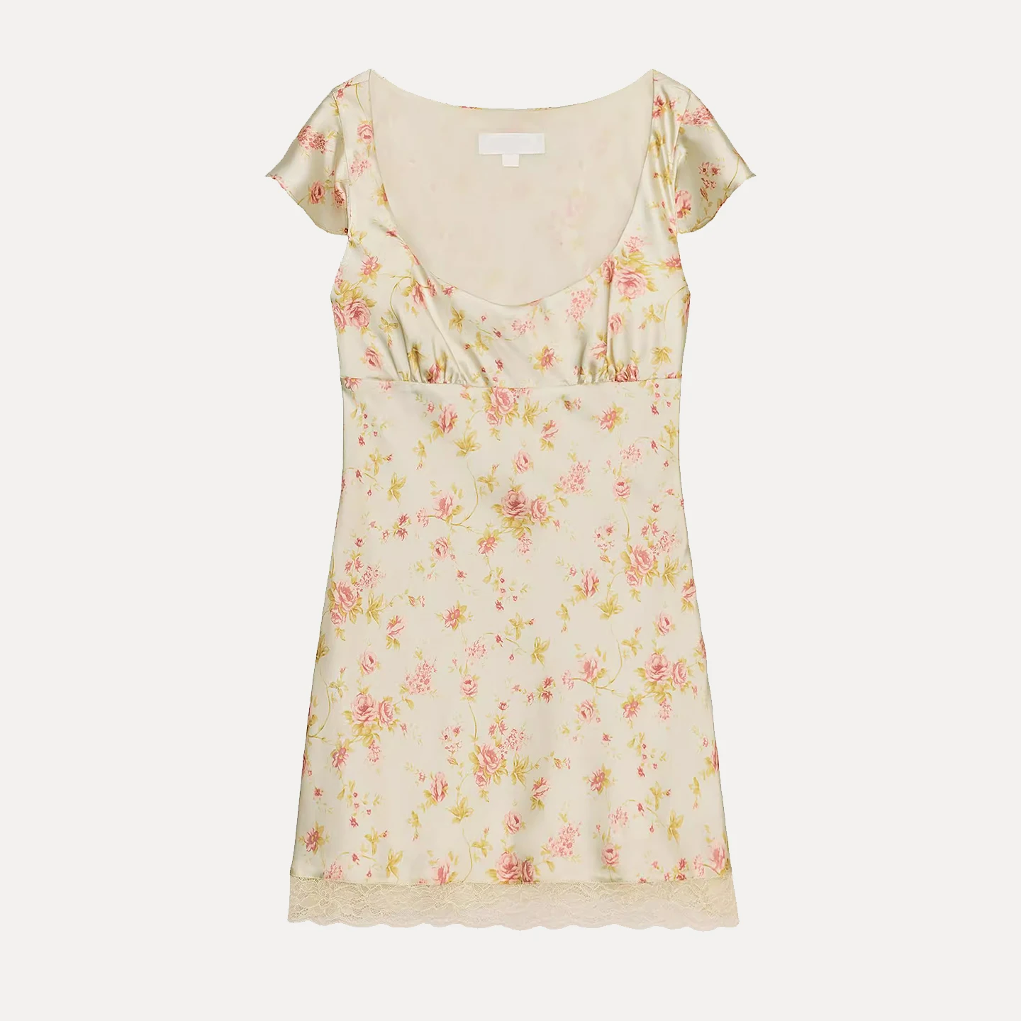 Vestido Corto de Seda Satén para Mujer, Estilo Casual con Estampado Floral, Sin Mangas, para Otoño, Uso Diario