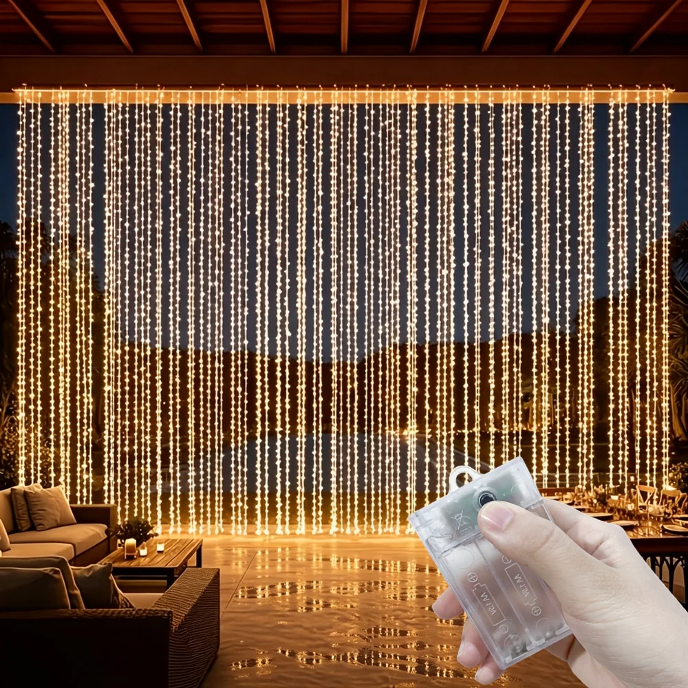 Christmas Decorations LED Festoon Room Fairy Lights Home Living Garland Curtain String Lights 8 Modes Battery Power for Bedroom
