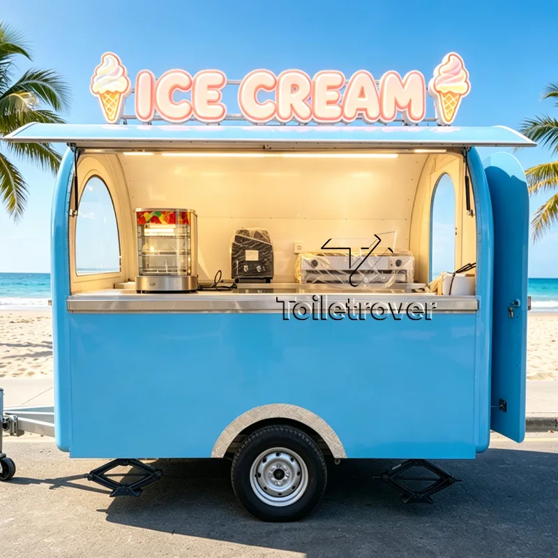 

Customizable Ice Cream Food Cart Trailer Fully Equipped Food Trailer Small Food Truck Mobile Food Truck Trailer for Business