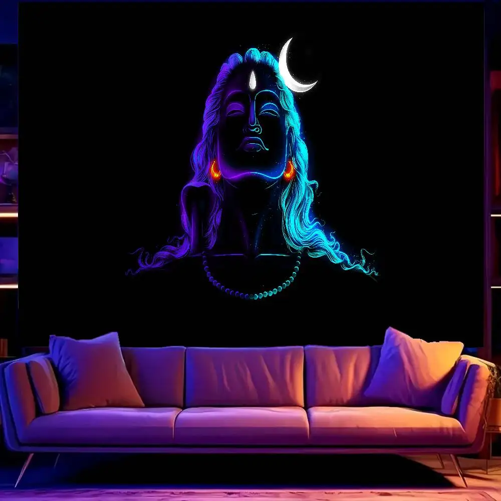 Symbolize inner peace and spiritual uplift Adiyogi S-Shiva Tapestry Print Large Tapestry Wall Hanging Wall Tapestry Decor Living
