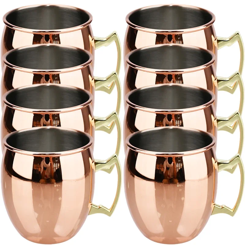 

New Cocktail Wine Cup Moscow Mule Mug Stainless Steel Hammered Copper Plated Beer Cup Coffee Bar Drinkware for Ramadan