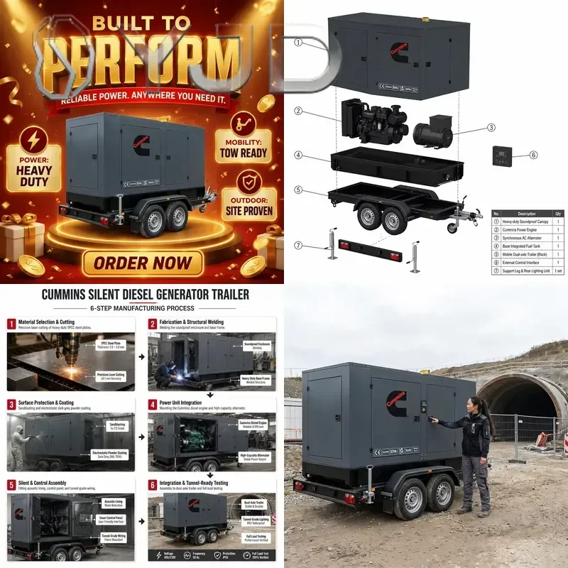 EAC CE EAP ISO 150kva 120kw Silent 400V Motor Power Generator with 6BTAA5.9-G2 Engine ATS Option 50Hz