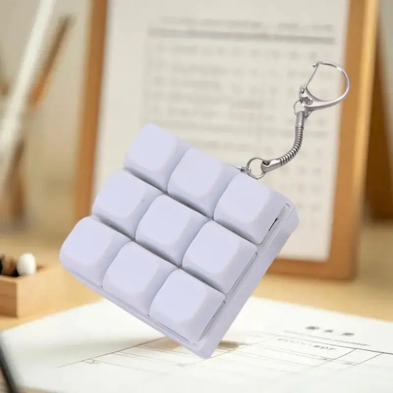 Button Keycap  Keychain 9 Keys Keyboard Decompression Toys DIY Keyboard Keychain Toys For Adult Gifts To Relief Pass Time