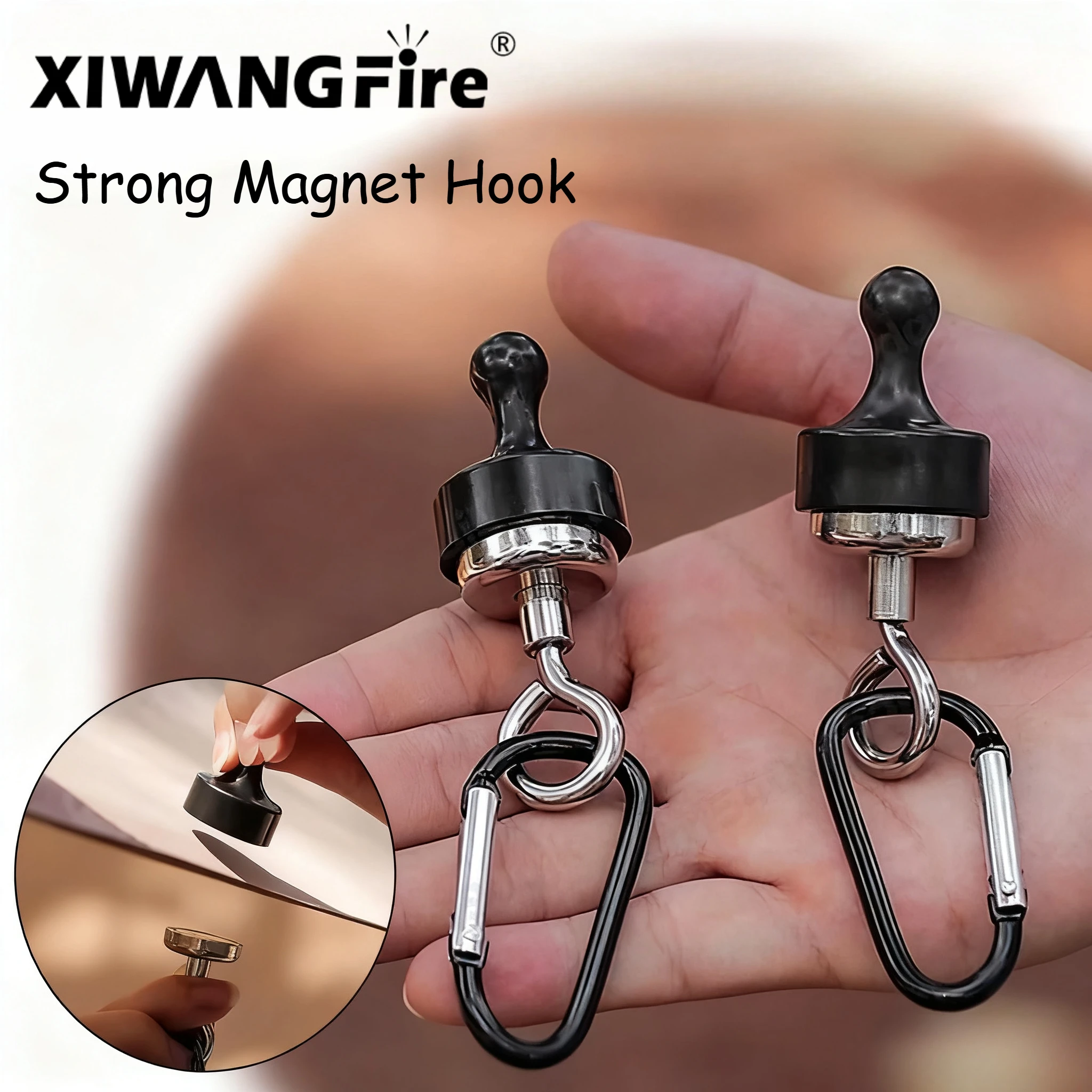 Outdoor Camping Strong Magnetic Hooks Tent Canopy Carabiners Mountaineering Buckle Magnet Hanger Camping Light Hook Accessories