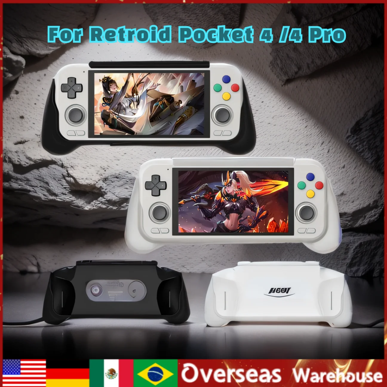 

Black Transparent Grip and Bag for Retroid Pocket 4 /4 Pro Handheld Game Console 64G/128G Carry Video Game Console Case Retro