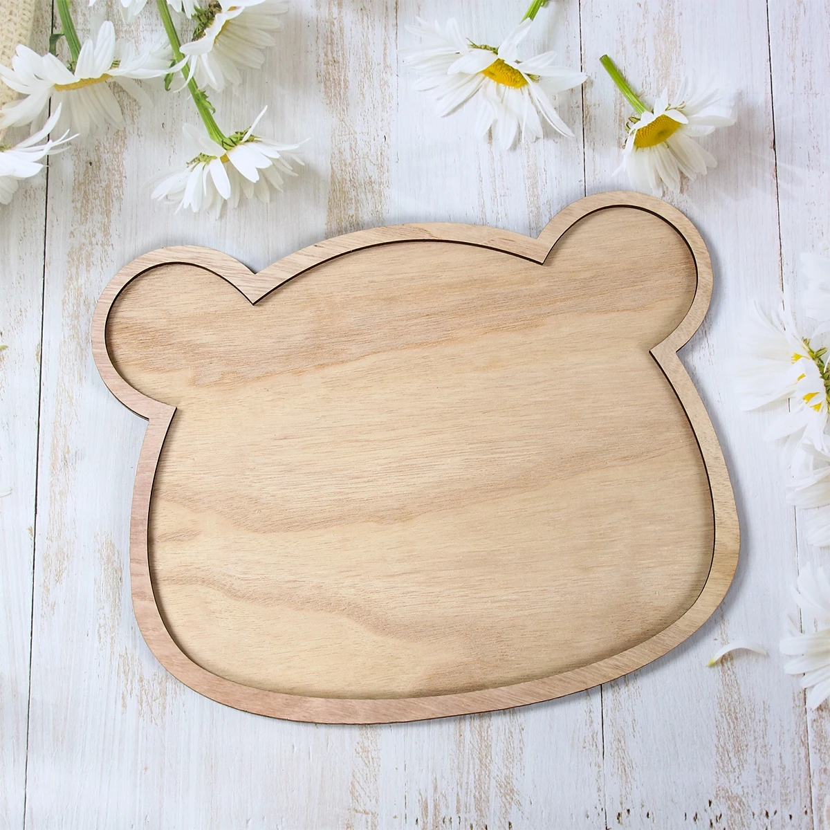 Bandeja de madera para cumpleaños de oso pequeño, bandeja de madera para dulces
