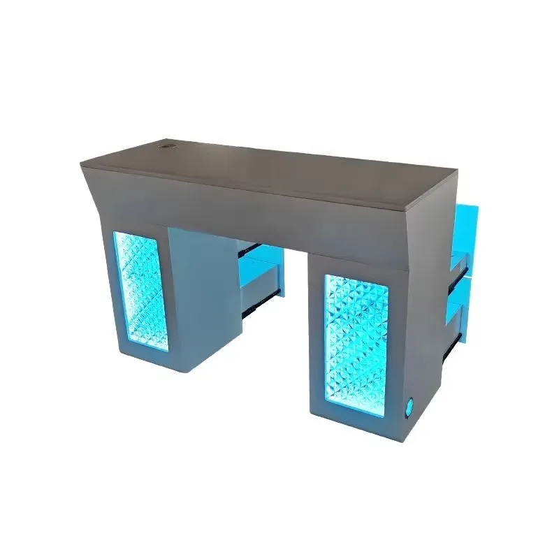 Modern Factory Price Beauty Nail Salon Manicure Table with Led Customizable Nail Desk White with Storage Cabinet