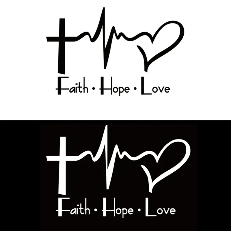 New Design Faith Hope Love Cartoon Jesus Christian Religious Bible Verses Car Vinyl Car Sticker Body Decoration, 15cm