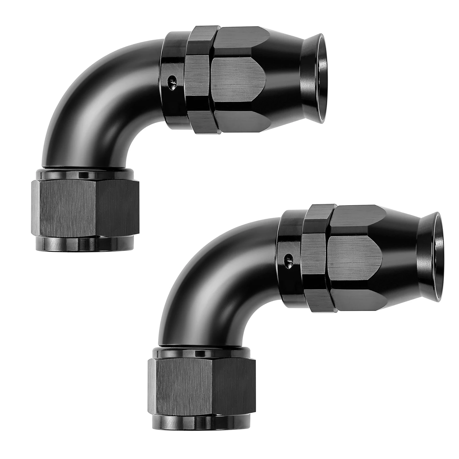 

Universal Aluminum AN6 6AN AN8 8AN 90 Degree PTFE One Piece Full Flow End Hose Fitting For E85 Fuel Hose Black
