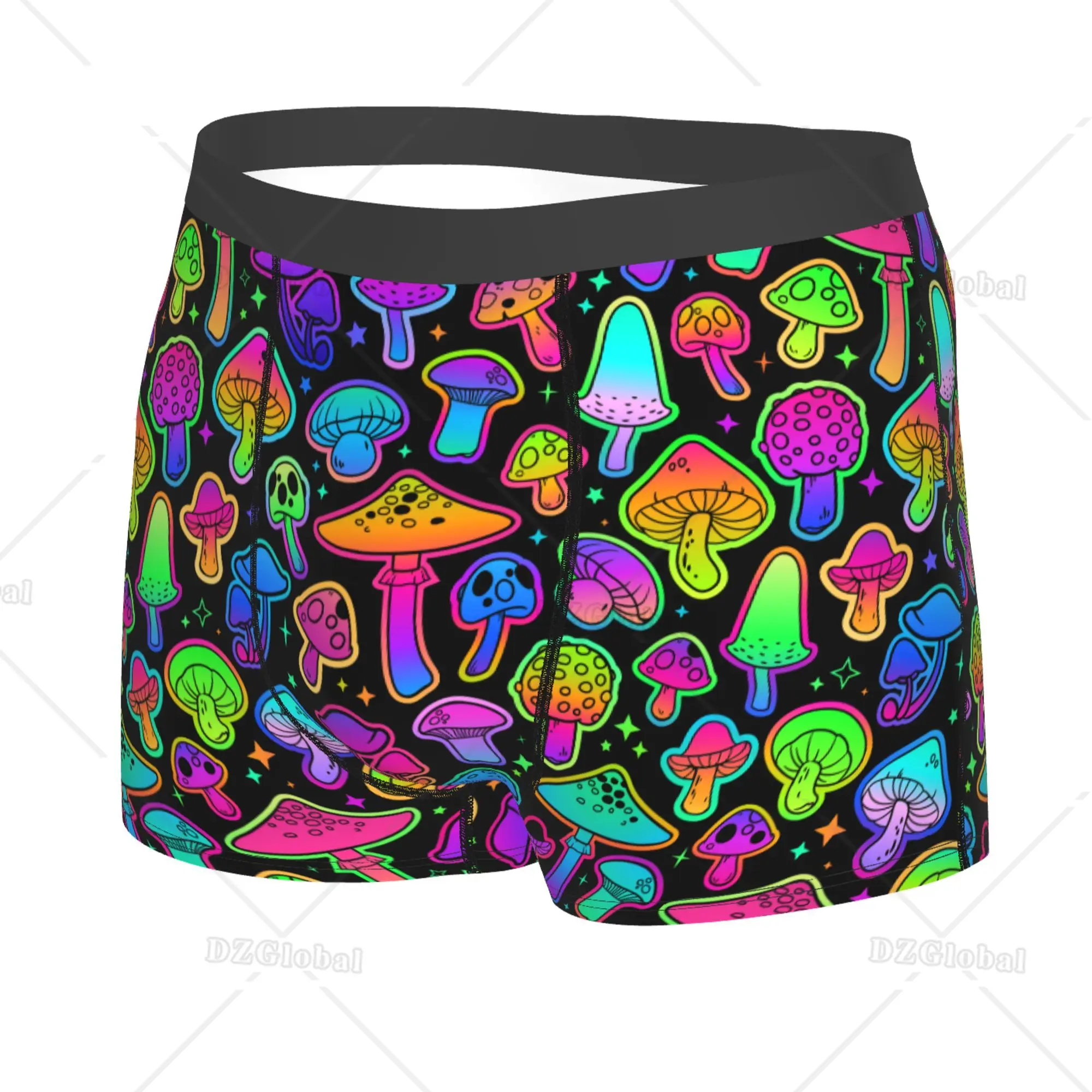 Men\'s Psychedelic Magic Underwear Mushrooms Funny Boxer Briefs Shorts Panties Male Breathable Underpants S-XXL