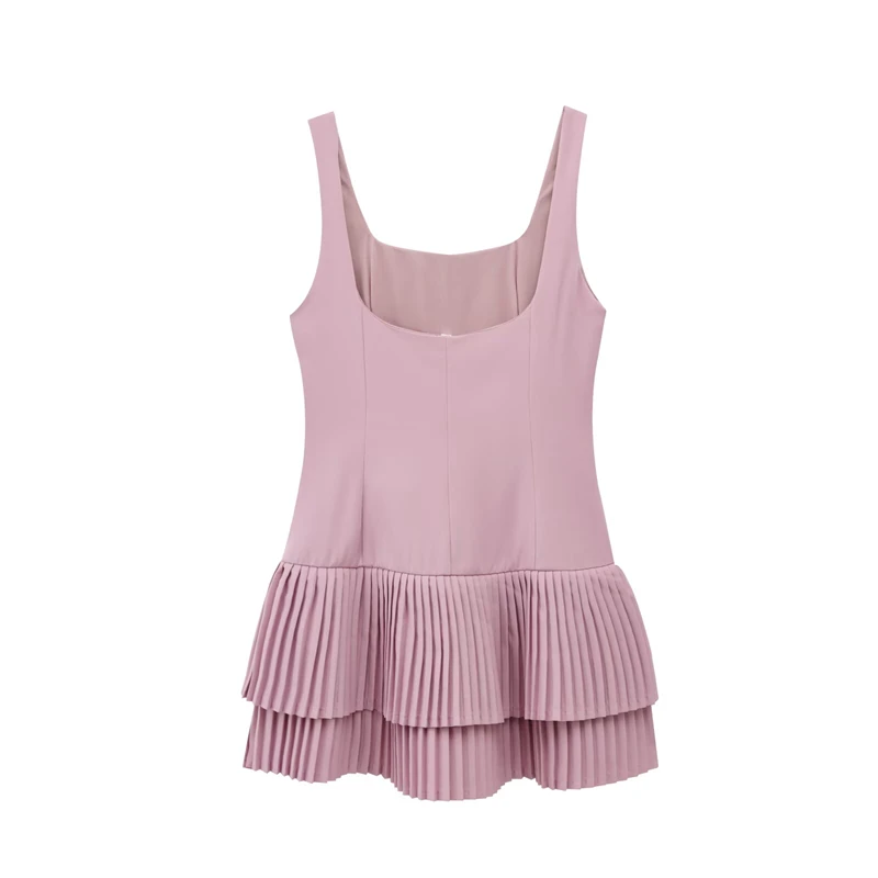 KEYANKETIAN Zomer Nieuwe vrouwen Effen kleur Onderjurk Zijrits Slanke Backless Mouwloze Geplooide Jurk Mode Broekrok