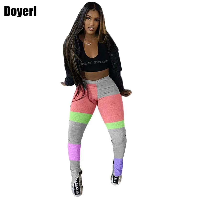 

Streetwear Joggers Women Pants Korean Style Color Contrast Split Flare Pants High Waist Sweatpants Stacked Leggings Wholesale