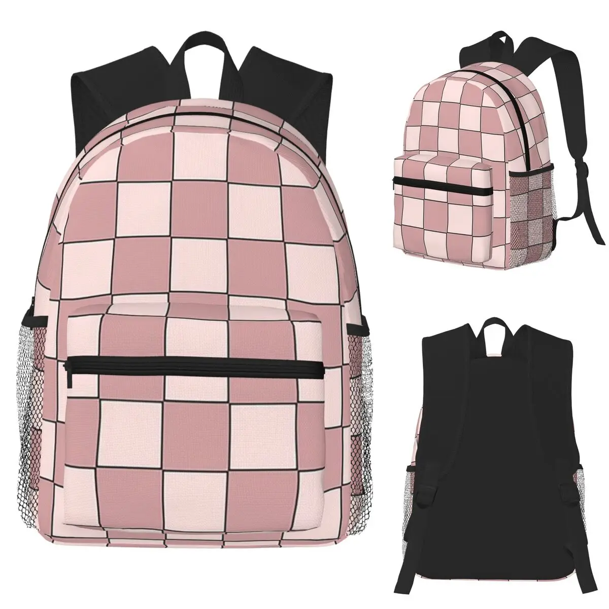 

Chic Pastel Pattern Mauve Purple And Coral Grid Design Student Backpack School Bag Hiking Travel Daypack Bookbag Shoulder Bags